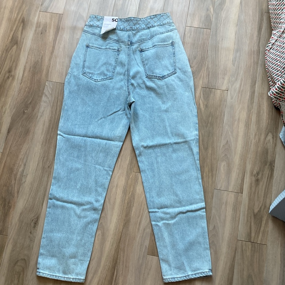 So Super high rise straight woven denim jean pant quilted design waistband 9 29 - Picture 11 of 15